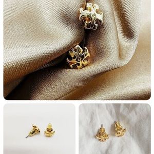 Tory Burch Gold Logo Stud Earrings